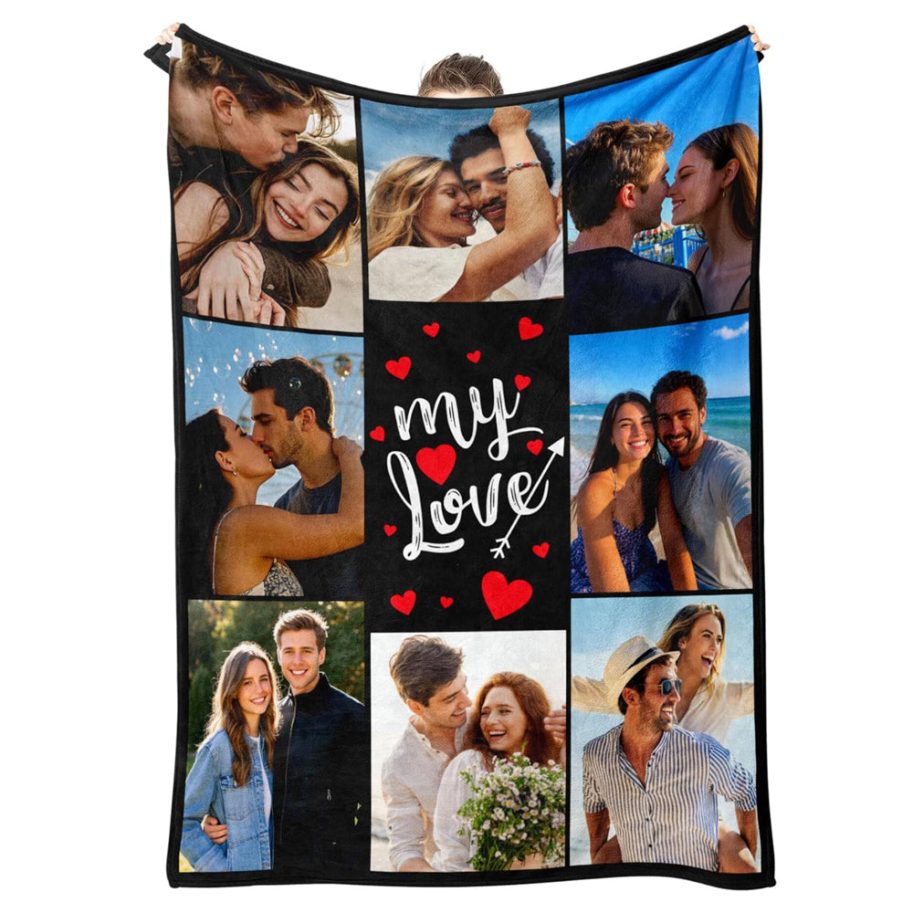 Custom Blanket with Picture Personalized Blanket Customizable Blanket Photo Blankets Customize Valentines Day Gifts for Her Him Girlfriend Boyfriend Wife Anniversary gift