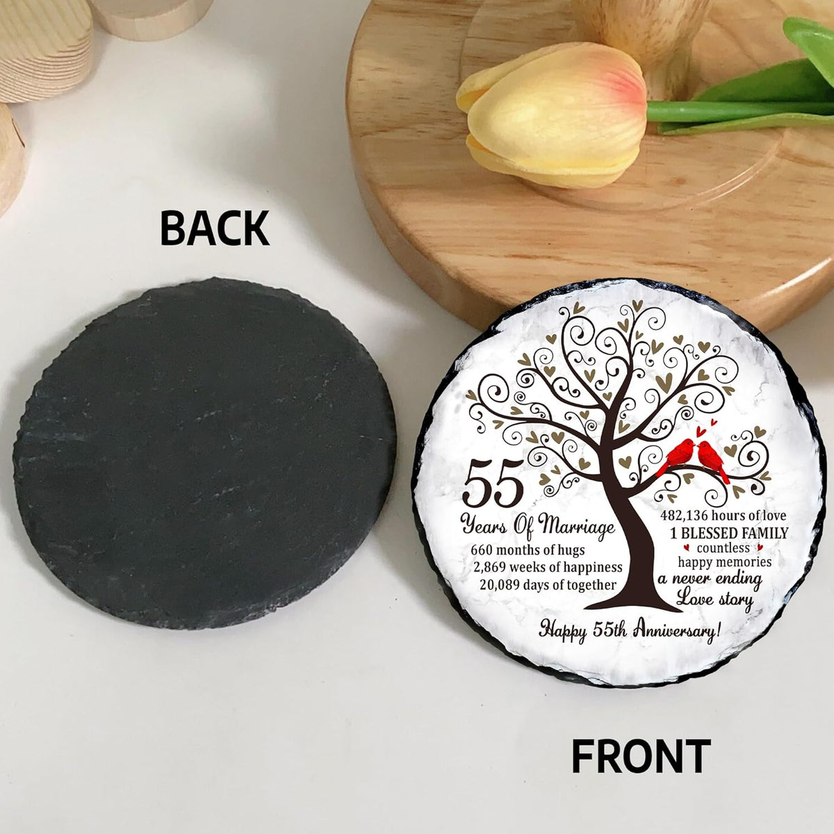 Emerald Couple Slate Plate- 55th Wedding Gifts for Parents Couple - 55th Anniversary Unique Gift Ideas - 55th Wedding Slate Plate (55th Wedding Anniversary)