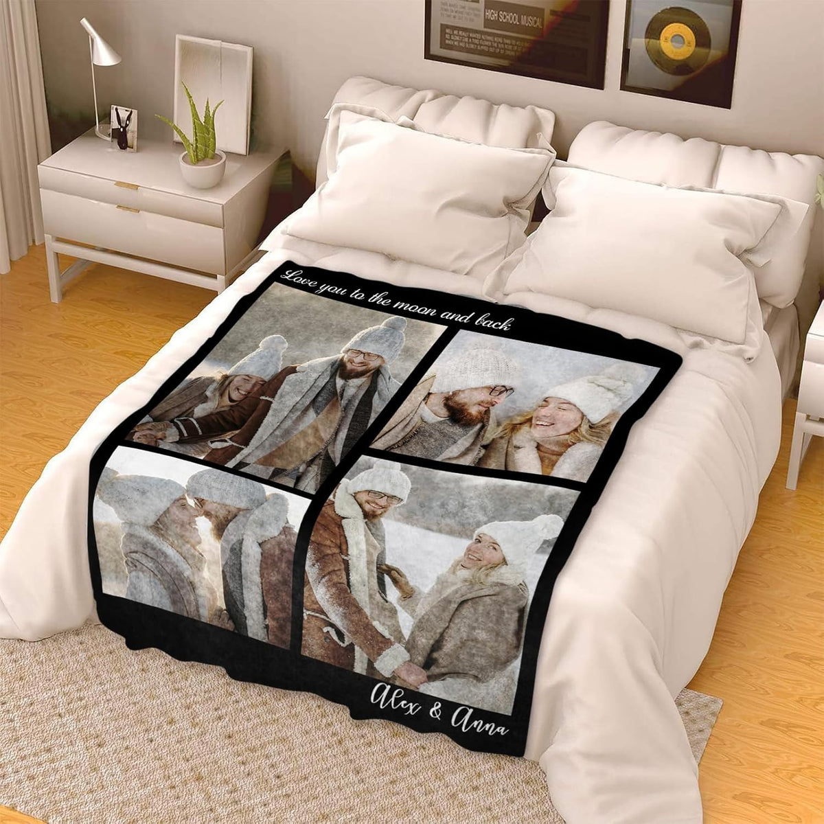 Custom Blanket with Picture Text Customized Fleece Photo Blanket for Couples Gifts Personalized Blankets and Throws Christmas Birthday Gifts for Boyfriend Girlfriend