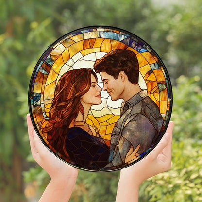 Personalized Photo - Couple Custom Hanging Glass Suncatcher - Birthday Gifts for Her & Him - Anniversary Wedding Gifts for 2025 - Portrait Gift for Family, Wedding s Day Home Decor