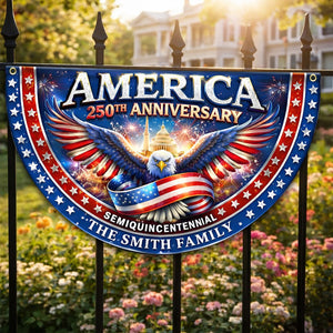 Personalized 250 Years of Freedom Flag, Custom 250 Year American Anniversary Banner with Family Name, 250th American Anniversary Decorations, Patriotic Banner Gifts for Family, Friend