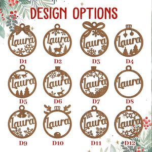 Personalized Christmas Ornaments with Names, Wooden Custom Christmas Ornament for Kids Adults Family, Custom Ornament for Christmas Tree, Personalized Ornaments with Name, Hanging Decoration Xmas Tree