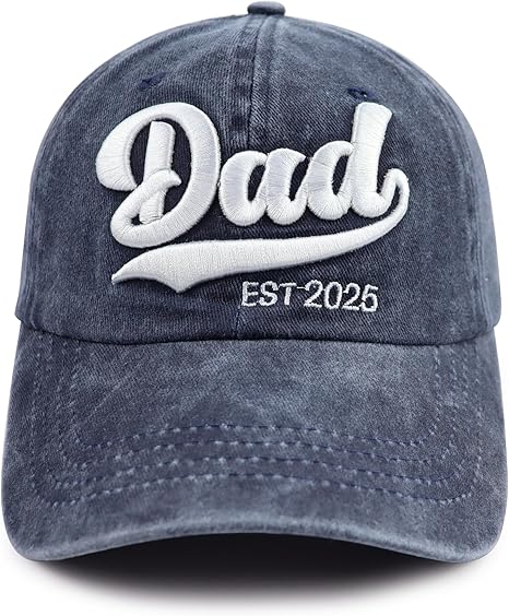 Mom and Dad EST 2025 Hat, Embroidered Adjustable Cotton New Parents Gifts Baseball Cap