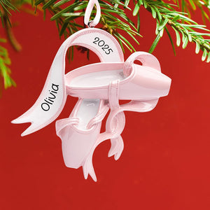 Personalized Ballet Christmas Ornament 2025 | Ballet Slippers, Ballerina Dancer Pink Pointe Shoes for Xmas Tree | Unique Gift for Ballet Dance Lovers - Custom Name & Year