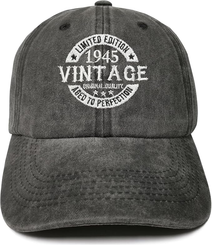 80th Birthday Gift, Limited Edition Aged to Perfection 1945 Vintage Baseball Hat for Men Women Birthday Gift Father's Day Gift For Granpa Papa Dad