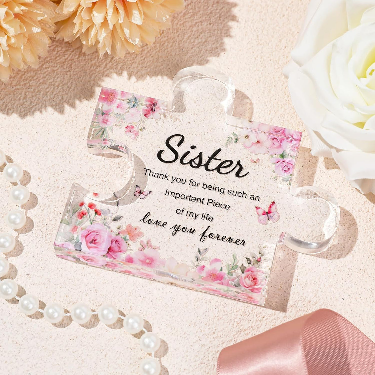 Gifts for Sister Mothers Day, Sister Gifts from Sisters, Engraved Acrylic Block Puzzle