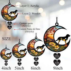 Personalized Dog Memorial Suncatcher Window, Pet Loss Sympathy Gift, Custom Fur Memorial Gifts for Loss of Pet, Dog Remembrance Stained Glass, Hanging Garden Decor with Moon