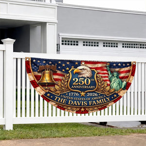 Personalized 250th Anniversary Flag Bunting, America's 250th Anniversary Double-Sided Outdoor Banner, Patriotic Yard & House Decoration for 4th of July, Independence Day
