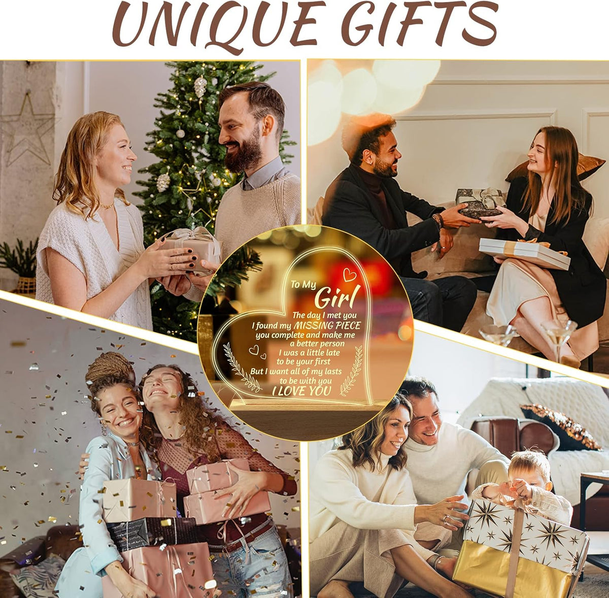 Romantic Gifts for Girlfriend, to My Girlfriend Engraved Night Light, I Love You Gifts for Her, Cute Girlfriends Anniversary Birthday Gifts for Her from Boyfriends