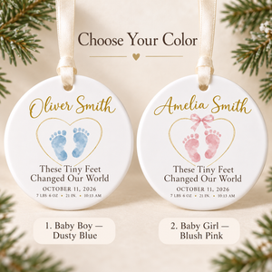 Personalized Baby Footprint Christmas Ornament, Custom Name & Birth Stats Keepsake, These Tiny Feet Changed Our World, New Parents Gift 81b8e0ff-e929-49b6-a7b1-933a31474b65-Choose-your-color-newborn-footprint-ornaments-1.png