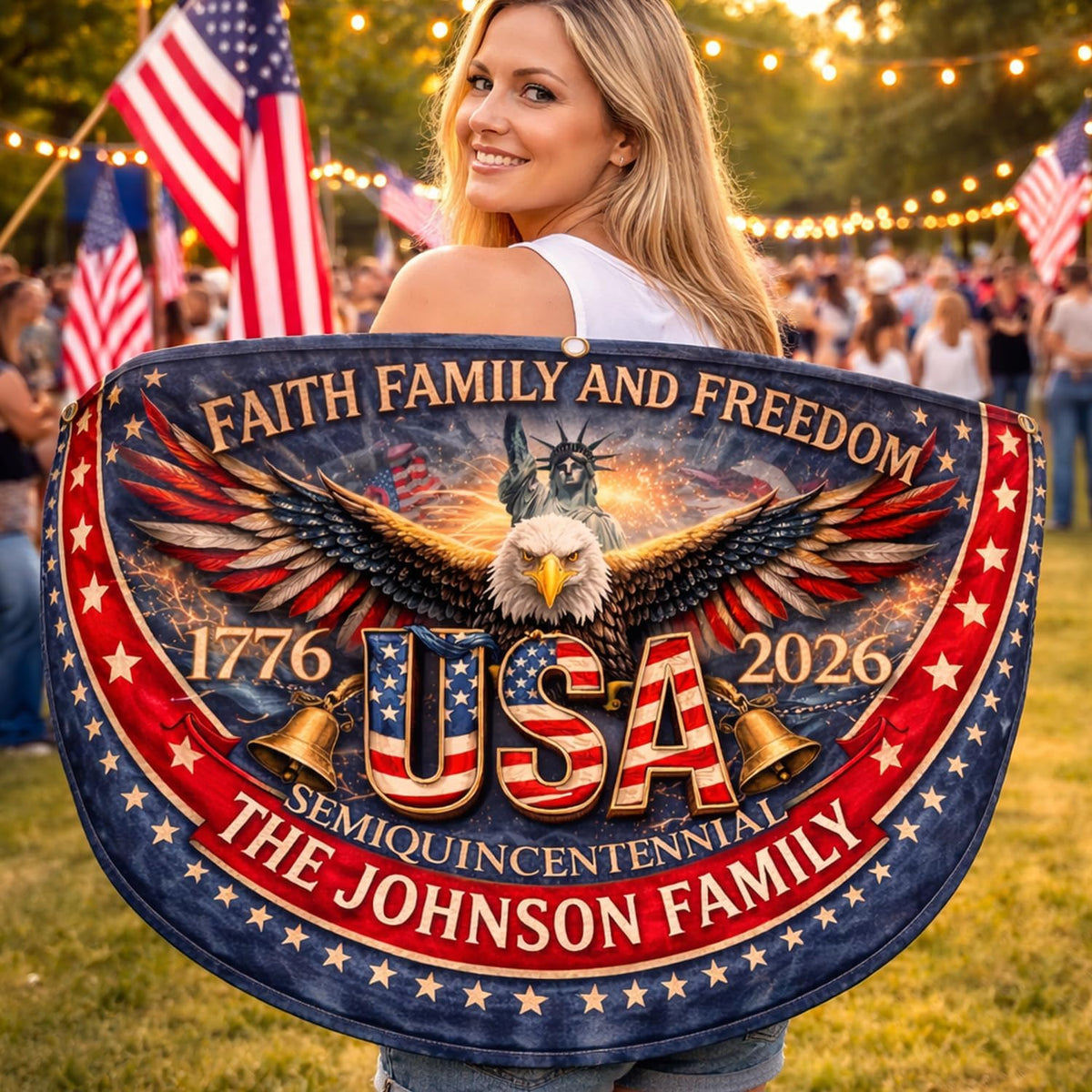 Personalized 250 Years of Freedom Flag, Custom 250 Year American Anniversary Banner with Family Name, 250th American Anniversary Decorations, Patriotic Banner Gifts for Family, Friend