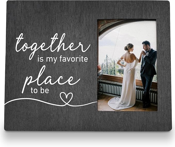 Engagement Picture Frame, Wedding Picture Frame, Engagement Gifts for Couple, Engagement Gifts for Newly, Wedding Gifts for Him Her, Black Together is My Favorite Place Photo Frame