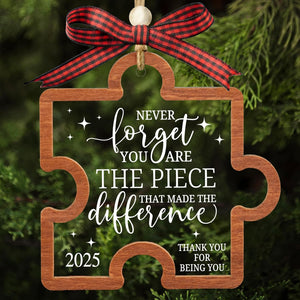 Never Forget You are The Piece That Made The Difference Christmas Ornament 2025, New Year Thank You Gifts for Coworkers, Boss, Teacher, Nurse, Appreciation Gifts for Retirement, Farewell