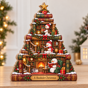 Snowman Book Tree Wooden Block, Stacked Books Christmas Decor, Book Lover Shelf Sign, Reading Lover Gift, Bookish Christmas Gift 81ba08c8-0395-4aa8-8655-49a9e74a255c-Bookish-Christmas-Tree-Plaque-2.png