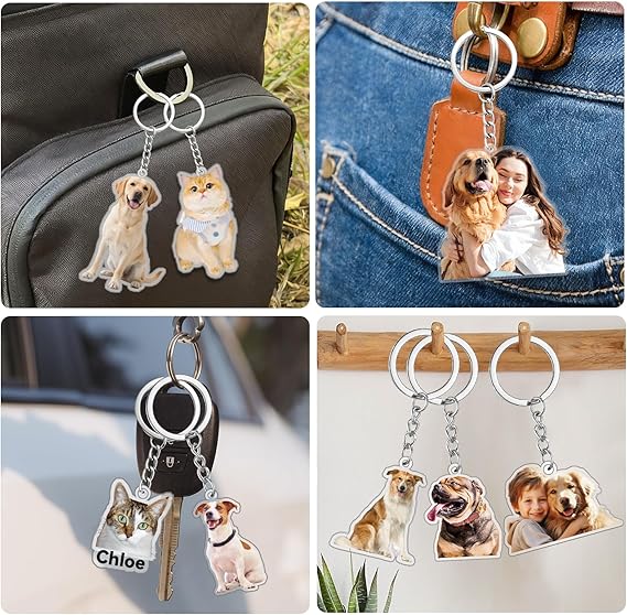 Custom Acrylic Dog Cat Keychain with Photo Personalized Pet Memorial Key chain Customized Keychains Gifts for Pet Lovers
