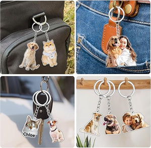 Custom Acrylic Dog Cat Keychain with Photo Personalized Pet Memorial Key chain Customized Keychains Gifts for Pet Lovers