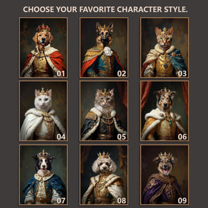 Custom Pet Portrait from Photo,Cat/Dog Memorial Gifts,Personalized Dog Wall Art poster/canvas in Royal Oil Painting Style,Funny dog Portraits (King)