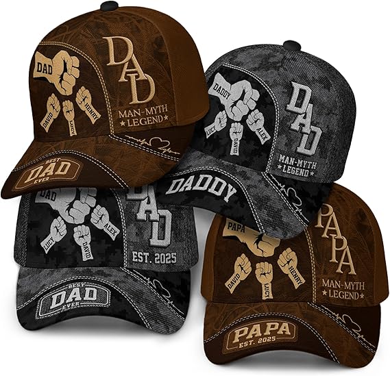 Best Dad Ever Customized Fathers Day Baseball Cap, Best Papa Ever Personalized Fist Bump Cap