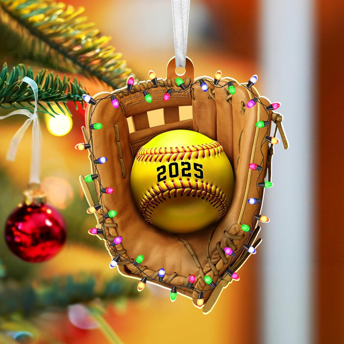 Softball Ornament - 2D Flat Acrylic Christmas Ornaments 2025 - Softball Gifts for Girls 8-12, Gifts for Sporty Girls, Sports Ornaments for Christmas Tree, Coach Gift Ideas