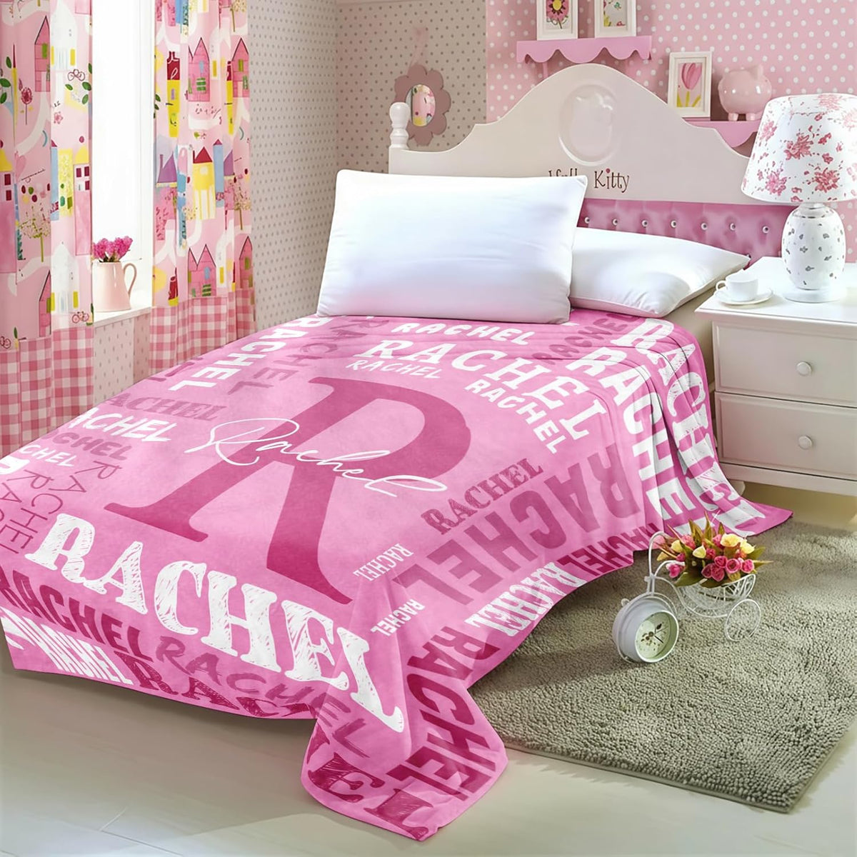 Personalized Blankets for Teen Girls Boys , Custom Blanket with Kids Names, Ultra-Soft Flannel Monogrammed Baby Throws Blankets, Customized Christmas Brithday Gifts for Adults