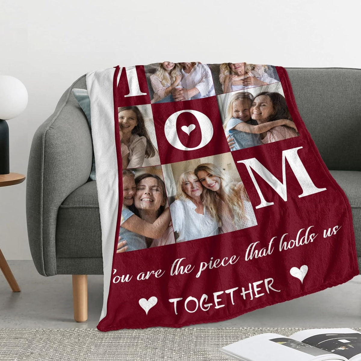 Personalized Mothers Day Birthday Gifts for Mom from Daughter Son, Custom Throw Picture Blanket for Mama, Best Mom Ever, Customized Christmas Valentines Gifts for Wife from Husband