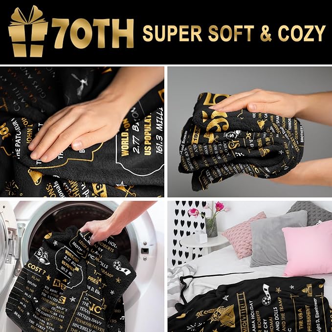 70th Birthday Gifts for Women, 70th Birthday Gifts for Men, Birthday Gifts for 70 Year Olds, Best 80 Year Old Birthday Gifts for Men Women, 1955 Birthday Gifts, Happy 70th Birthday Blanket