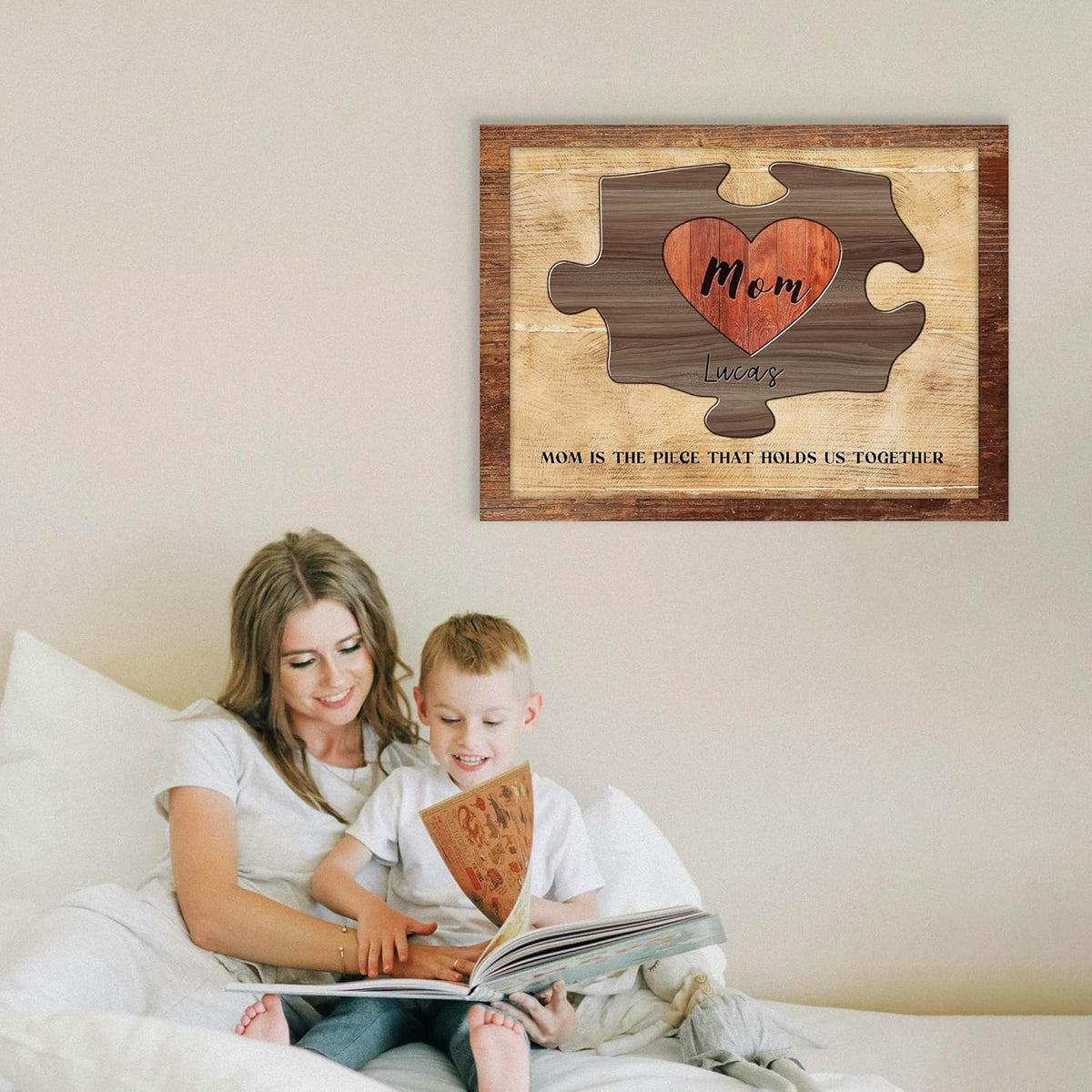 Personalized Mother's Day Gifts for Mom from Son Daughter Husband Customized Puzzle Piece Canvas Prints Unique Birthday Presents for Mom Wall Art Home Decor for Mother Wife Best Mother-in-law