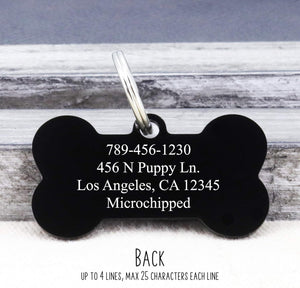 Stainless Steel Pet ID Tag Dog Name Tags Personalized Front and Back Engraving, Customized Dog Tags and Cat Tag, Optional Engraved on Both Sides, Bone Tag with Mountain Design, Large