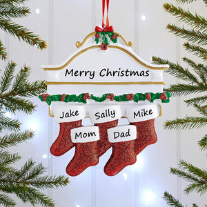 Personalized Christmas Ornaments 2025 Family of 2/3/4/5/6 Custom Christmas Stocking Ornament with Names Customized Ornaments for Xmas Tree