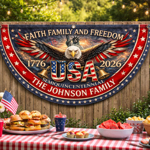Personalized 250 Years of Freedom Flag, Custom 250 Year American Anniversary Banner with Family Name, 250th American Anniversary Decorations, Patriotic Banner Gifts for Family, Friend