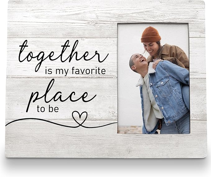 Engagement Picture Frame, Wedding Picture Frame, Engagement Gifts for Couple, Engagement Gifts for Newly, Wedding Gifts for Him Her, Black Together is My Favorite Place Photo Frame