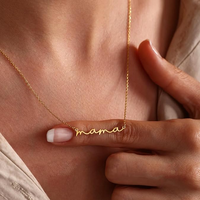 Mama Pendant Necklaces for Women - Dainty Small 18K Gold Plated Mom Necklace Non Tarnish Gift for Mom,New Mom Trendy