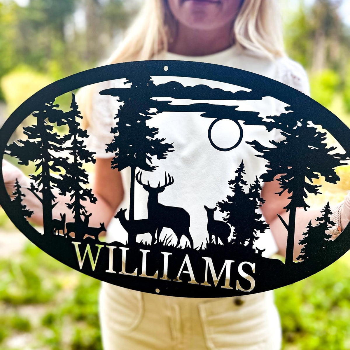 Personalized Deer Metal Cabin Sign | Custom Metal Sign | Personalized Camping Signs | Deer Hunter Gift | Custom Signs Outdoor Metal | Custom Family Name Sign | Cabin Decor | Porch Sign