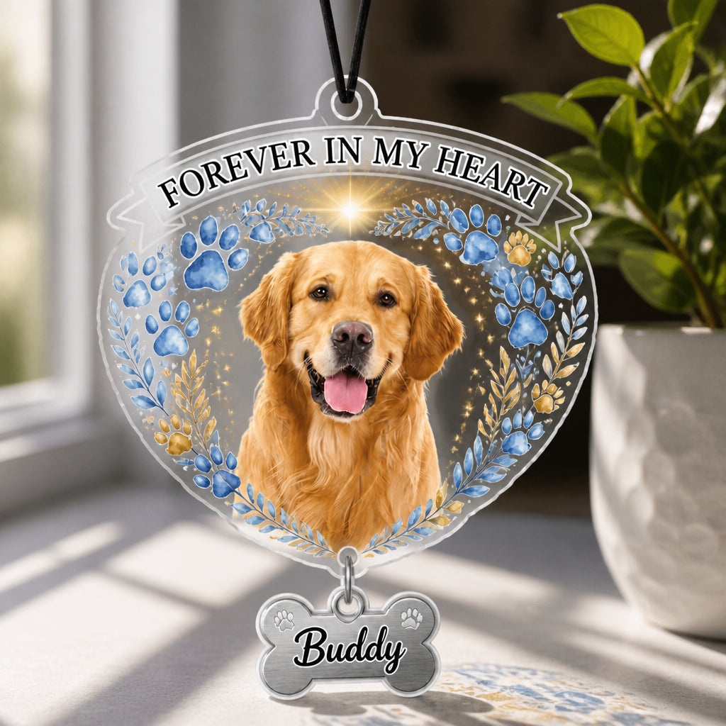 Forever In My Heart Pet Photo Suncatcher with Bone Charm - Personalized 1 Layered Suncatcher with Charm 81d314b7-01fb-43d5-8a89-29744ce5edf4.jpg