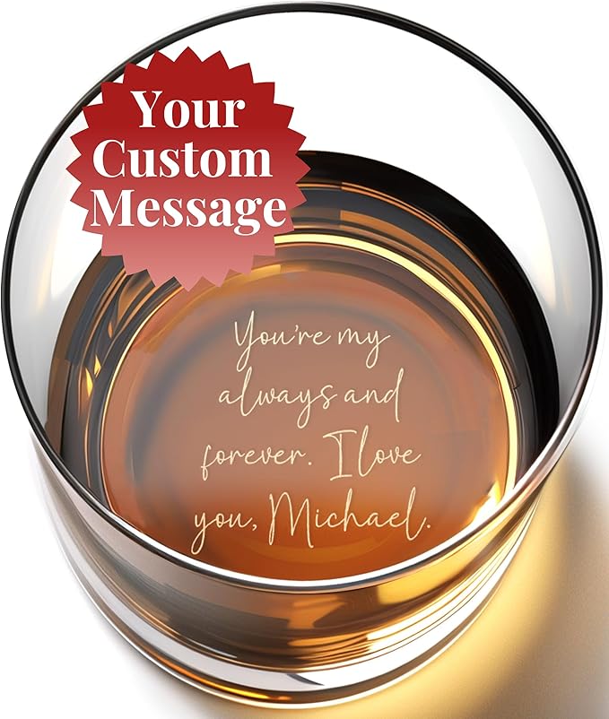 Handwriting Whiskey Glass, Personalized Anniversary Gift, Engraved whiskey glass, Birthday Gift for Dad/Boyfriend, Custom Couple Gift