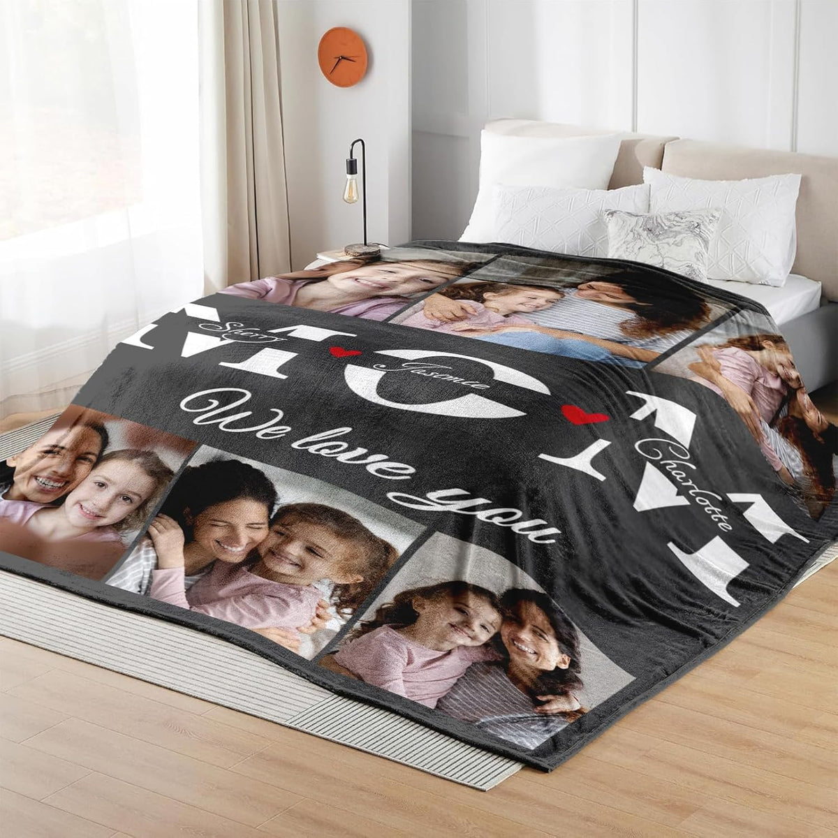 Gifts for Mothers Day - Custom Photo Blanket to Mom from Daughter Son Personalized Flannel Picture Blanket with Text Customized Mother's Day Christmas Birthday Gifts for Mom Wife Grandma Women