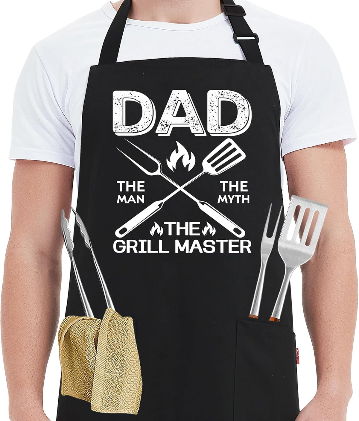 Grill Aprons for Men Dad - Mens Funny Chef Cooking Grilling BBQ Apron - Father's Day Apron for Dad