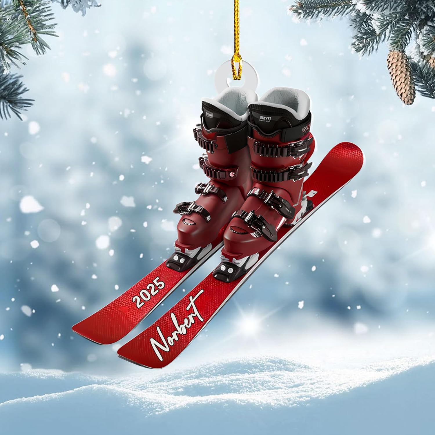 Personalized Snow Skiing Ornament, Custom Colored Skiing Mask Shape Ornament, Gifts for Skiing Lovers, Him, Her, Skiing Christmas Ornament, Ski Ornaments for Christmas Tree