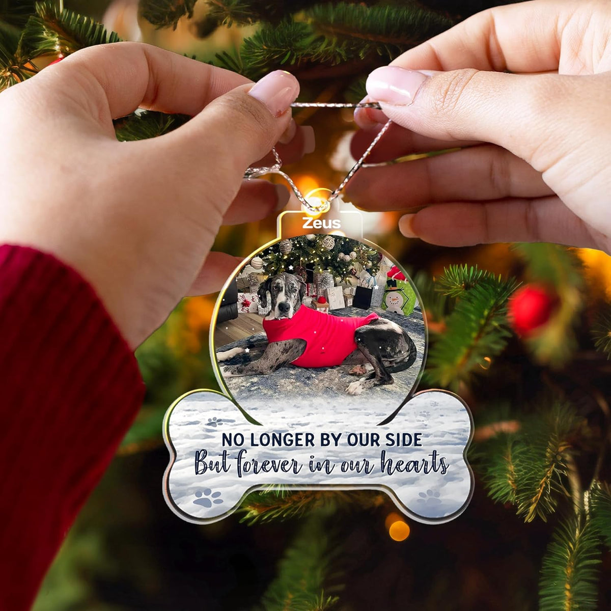Acrylic Ornament, Forever in My Heart - Personalized Pet Memorial Photo Ornament, Custom Pet Memorial Keepsake, Perfect Christmas Memorial Gift for Pet Lovers, Dog Mom, Cat Mom (Loss of Dog)