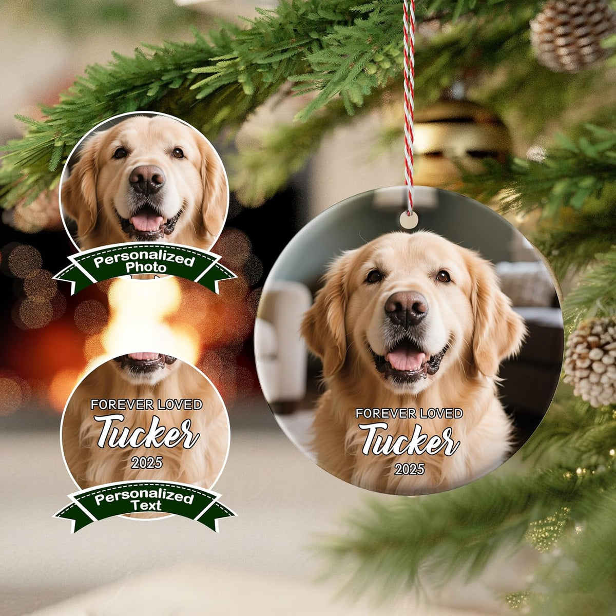 Personalized Pet Memorial Christmas Ornaments - Dog Memorial Gifts, Custom Pet Bereavement Ornament, Dog Cat Lover Gifts