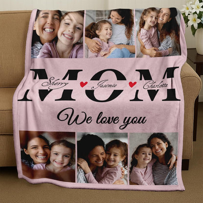 Gifts for Mothers Day - Custom Photo Blanket to Mom from Daughter Son Personalized Flannel Picture Blanket with Text Customized Mother's Day Christmas Birthday Gifts for Mom Wife Grandma Women