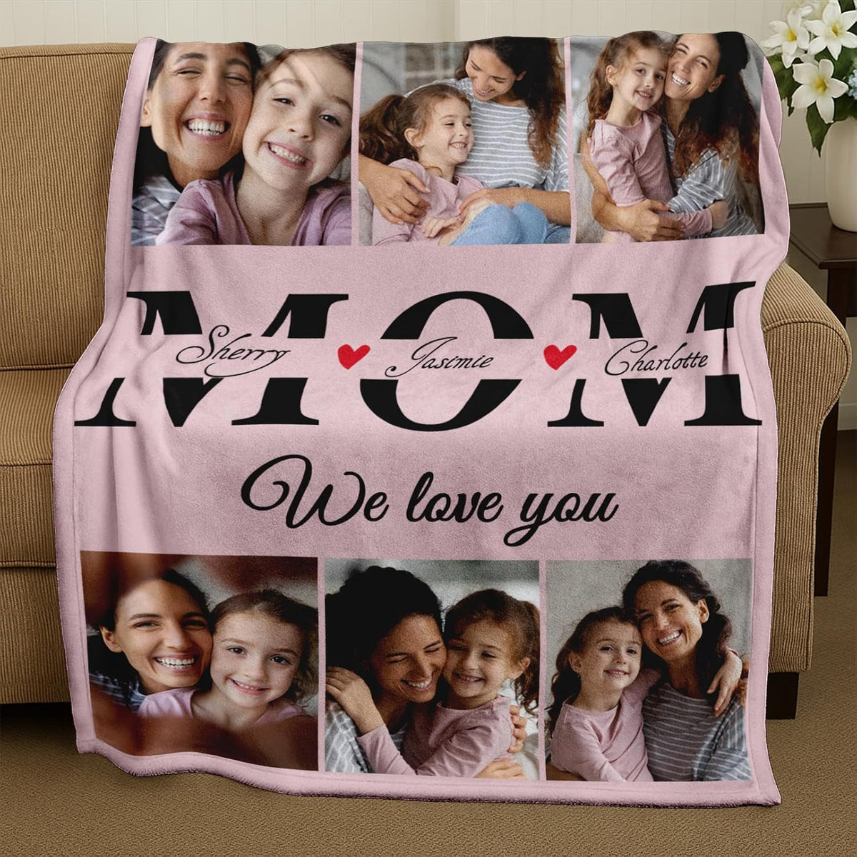 Gifts for Mothers Day - Custom Photo Blanket to Mom from Daughter Son Personalized Flannel Picture Blanket with Text Customized Mother's Day Christmas Birthday Gifts for Mom Wife Grandma Women