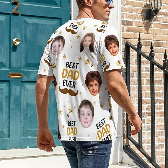 Custom T Shirts with face for Men Women Design Your Own Shirts, Personalized Fathers Day T-Shirt Gifts for Dad