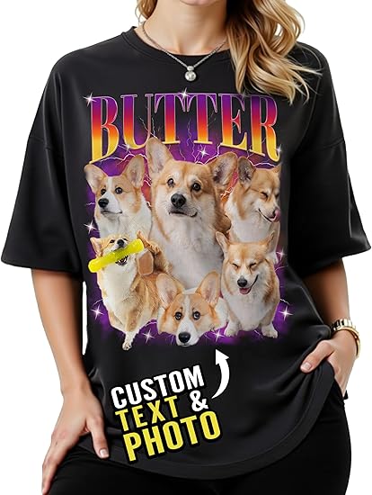 Custom Bootleg Rap Tee Shirt for Women & Men - Custom Face & Photo Picture Shirt Gift Idea for Couples, Family & Friends
