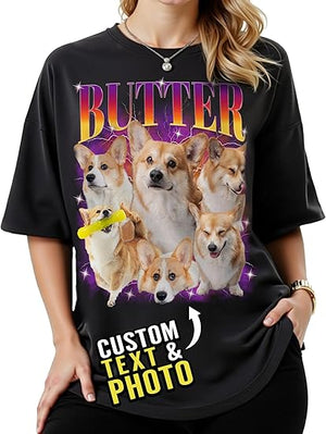 Custom Bootleg Rap Tee Shirt for Women & Men - Custom Face & Photo Picture Shirt Gift Idea for Couples, Family & Friends