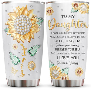 Gift from Mom/Dad Stainless Tumblers - Gifts for Daughter from Mother/Father Coffee Mug - To My Daughter Cup - Christmas Mothers Day Birthday Gift Ideas for Daughter - Gifts for Adult Daughter