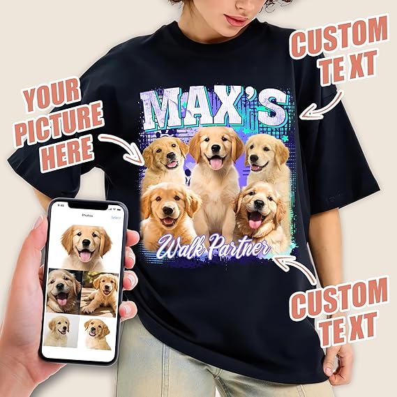 Custom Shirts Custom Bootleg Rap Shirt for Him Custom Face Shirt with Photo Pet Custom Tees Gift for Dog Cat Lovers Birthday Gift For Dog Mom Cat Mom