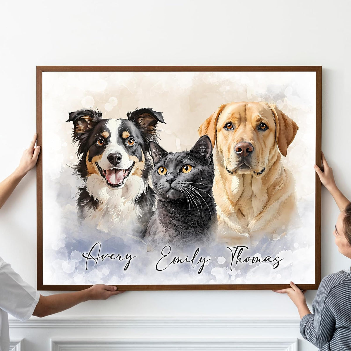 Custom Pet Portrait, Hand-Painted Portrait from Your Photo, Dog Memorial Gifts, Dog Wall Art Perfect for Birthdays, Anniversaries & Cherished Gifts ( 2-3 photos)
