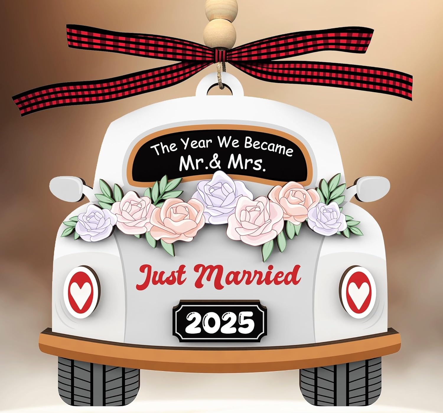 Wedding Gifts for Couples 2025 - Wood Hanging Ornament for Bride & Groom, Mr & Mrs - Wedding Decor Newlywed Gift, Bridal Shower Present for Married Couples