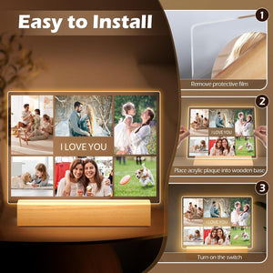 Custom Picture Frames with Photo, Personalized Photo Frame with Night Light, Customized Picture Frame, Personalized Mother's Day Gift Anniversary Birthday For Him For Her